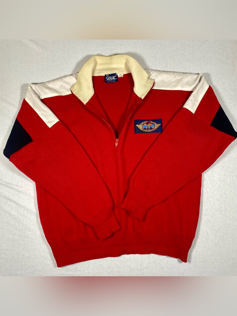Vintage SERAC Men’s L Colorblock 1/4 Zip Knit Sweater